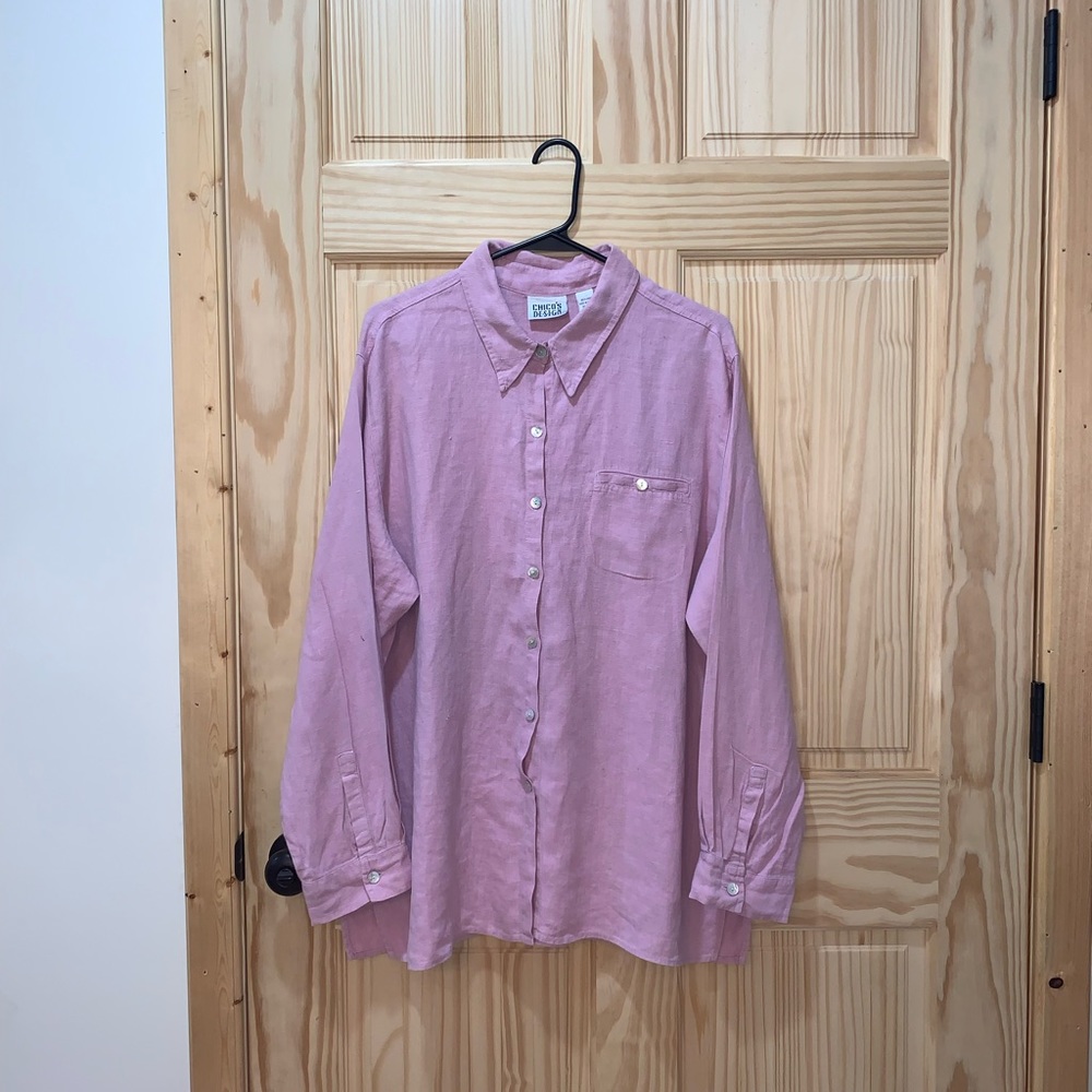 Chico’s Design 100% Linen button front shacket shirt size 3 (US: XL/16)